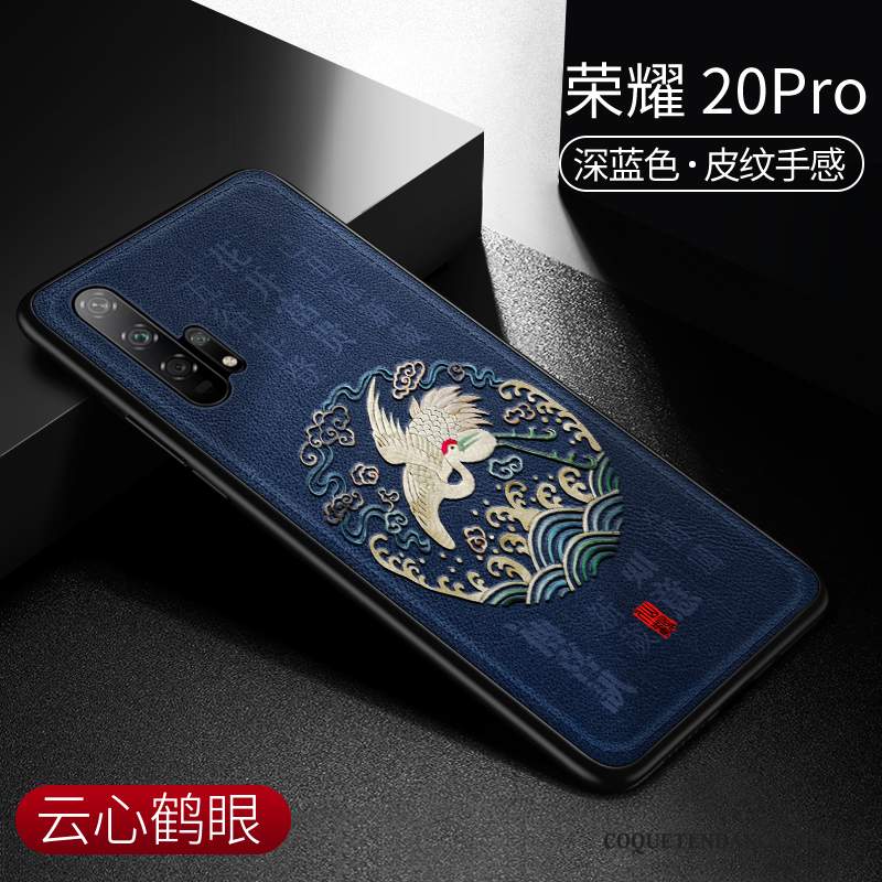 Honor 20 Pro Coque Gaufrage Style Chinois Cuir Incassable Tendance