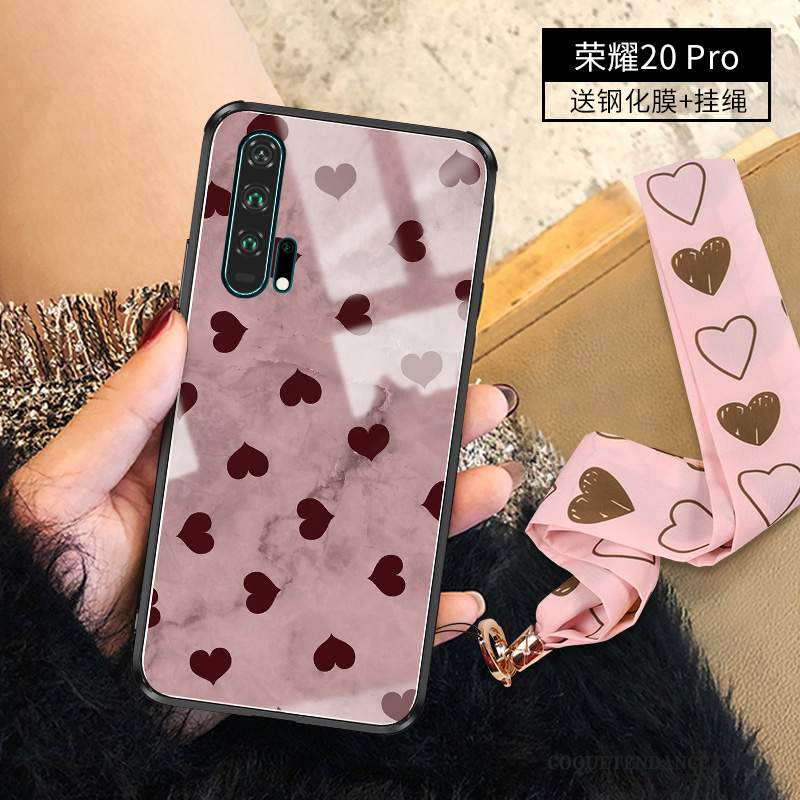 Honor 20 Pro Coque Verre Net Rouge Incassable Très Mince Tendance