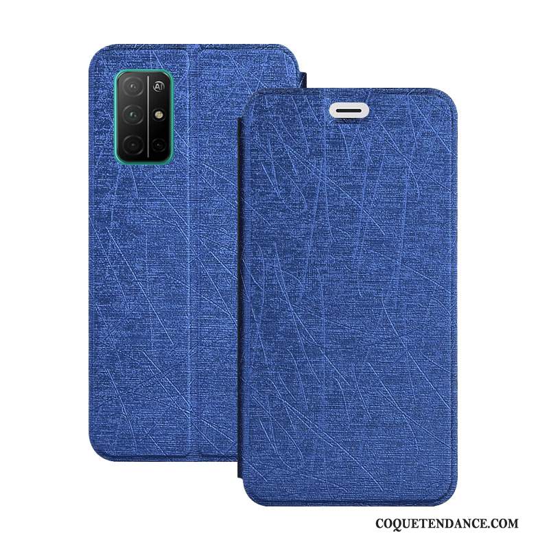 Honor 30s Coque Fluide Doux Housse Protection Bleu Étui En Cuir