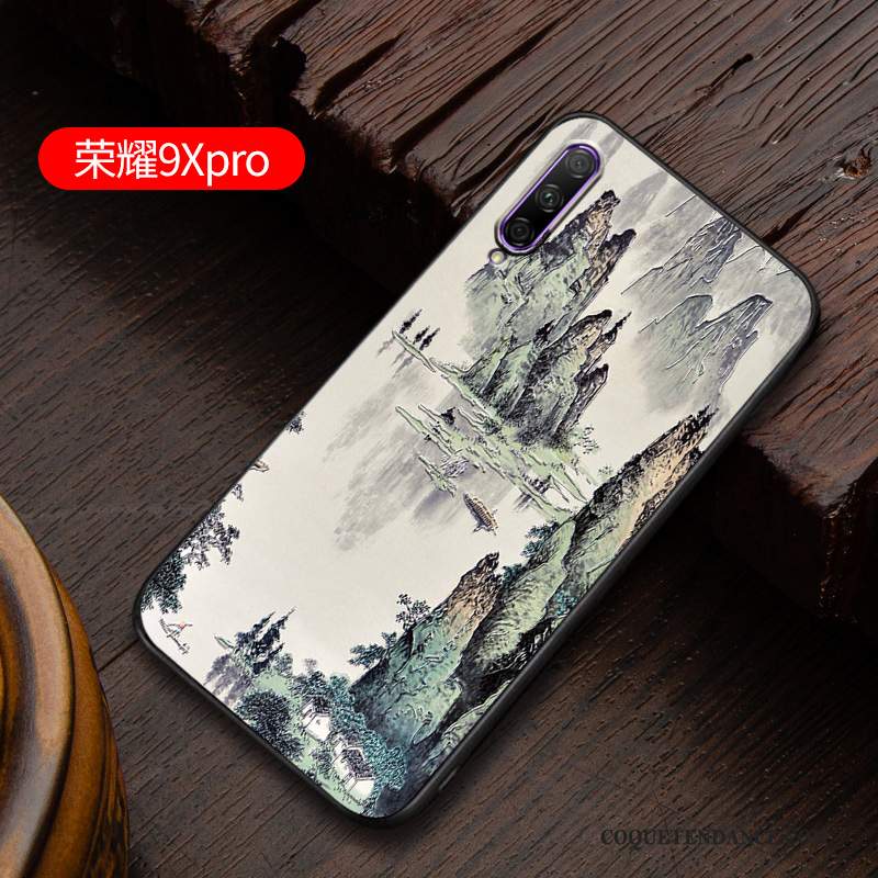 Honor 9x Pro Coque Vert Étui Silicone Protection Style Chinois