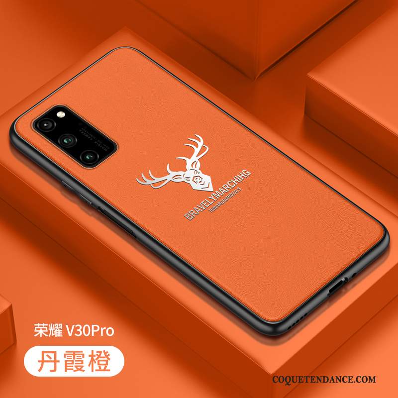 Honor View30 Pro Coque Créatif Orange Cuir Personnalité