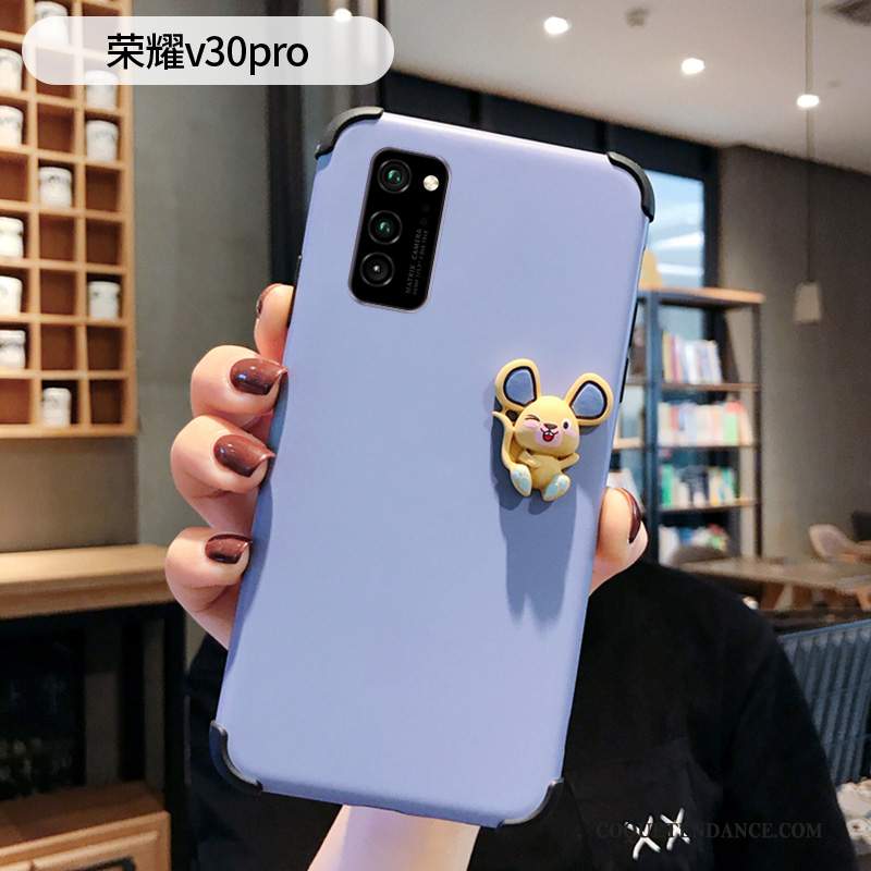 Honor View30 Pro Coque Délavé En Daim Amoureux Charmant Bleu Dessin Animé