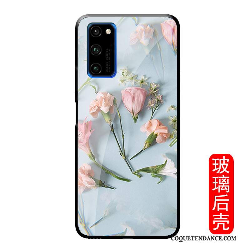 Honor View30 Pro Coque Simple Fleur Charmant Rose Verre Trempé