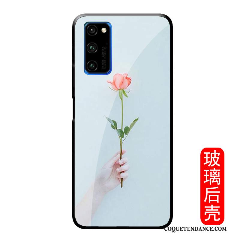 Honor View30 Pro Coque Simple Fleur Charmant Rose Verre Trempé