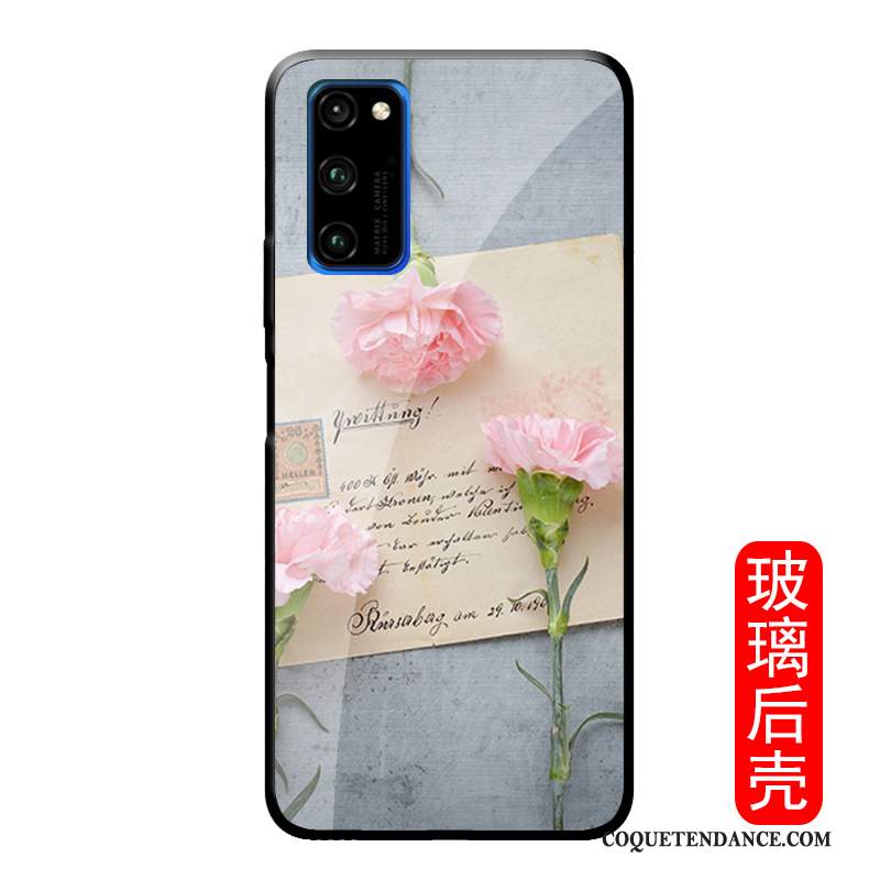 Honor View30 Pro Coque Simple Fleur Charmant Rose Verre Trempé