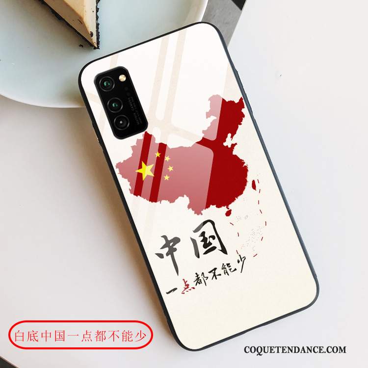 Honor View30 Pro Coque Verre Protection Style Chinois Blanc Étui