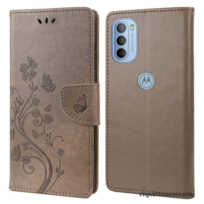 Housse Moto G51 5G Splendides Papillons à Lanière