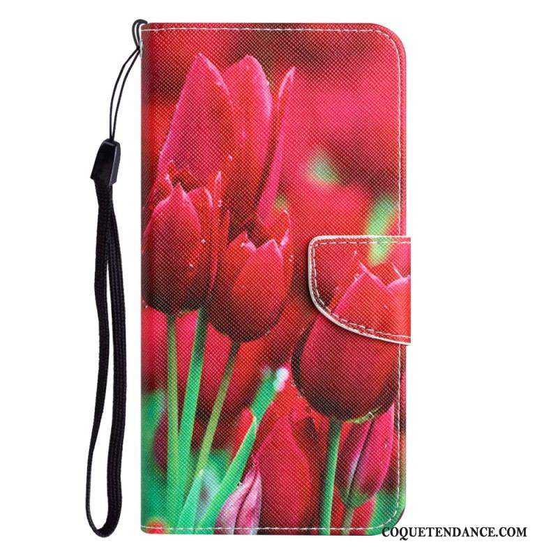 Housse Samsung Galaxy A54 5G Fleurs à Lanière