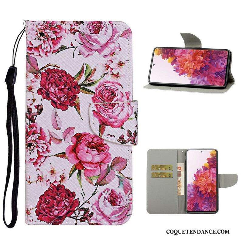 Housse Samsung Galaxy S20 FE Fleurs Magistrales avec Lanière