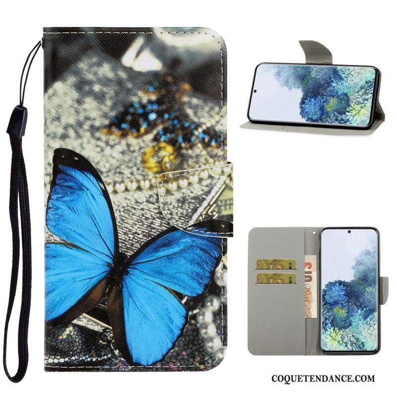 Housse Samsung Galaxy S21 5G Variations Papillons à Lanière