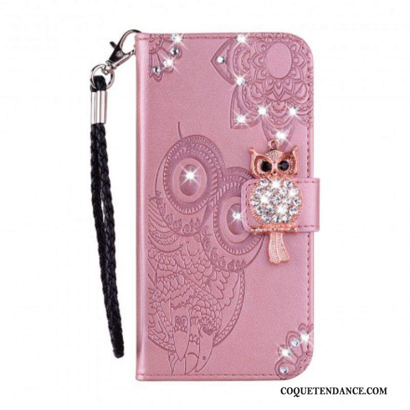 Housse Samsung Galaxy S21 Ultra 5G Hibou Mandala et Breloque