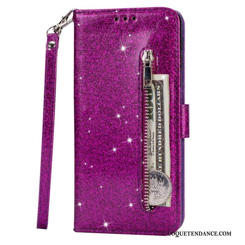 Housse Samsung Galaxy S22 5G Porte-Monnaie Paillettes