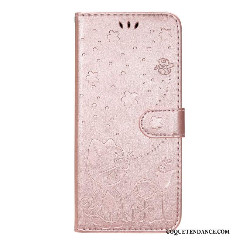 Housse Samsung Galaxy S24 5G Chat et Abeilles à Lanière