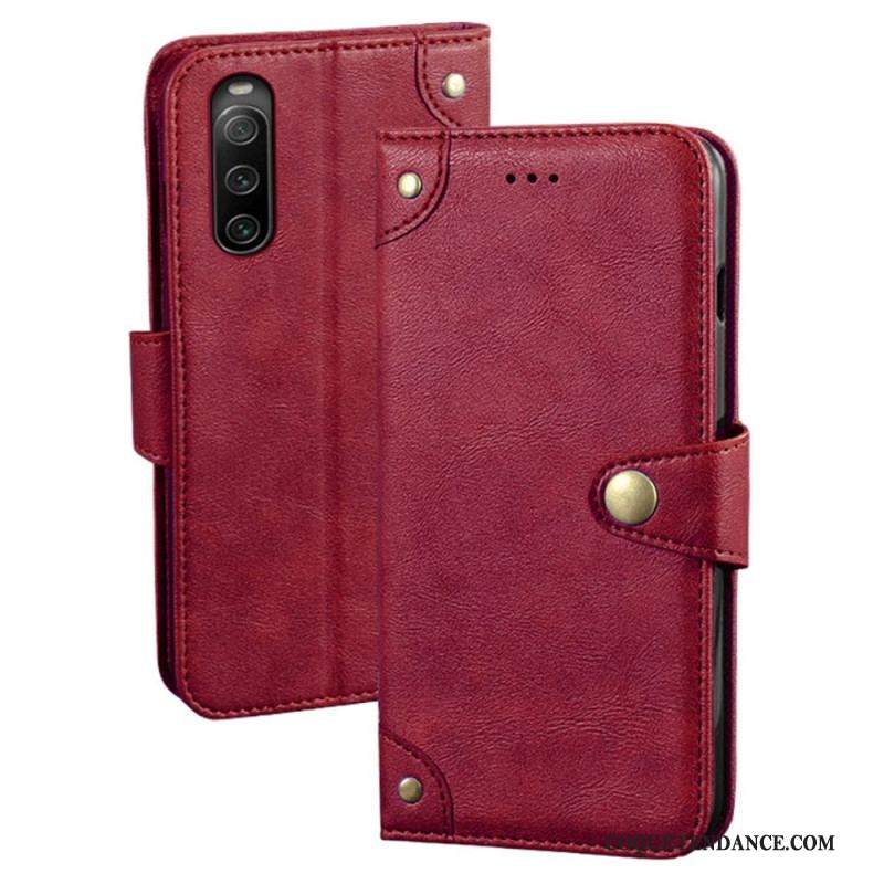 Housse Sony Xperia 10 IV Style Cuir avec Rivets IDEWEI