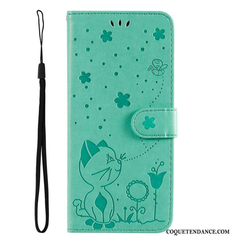 Housse Xiaomi 12 Lite Chat et Abeille à Lanière
