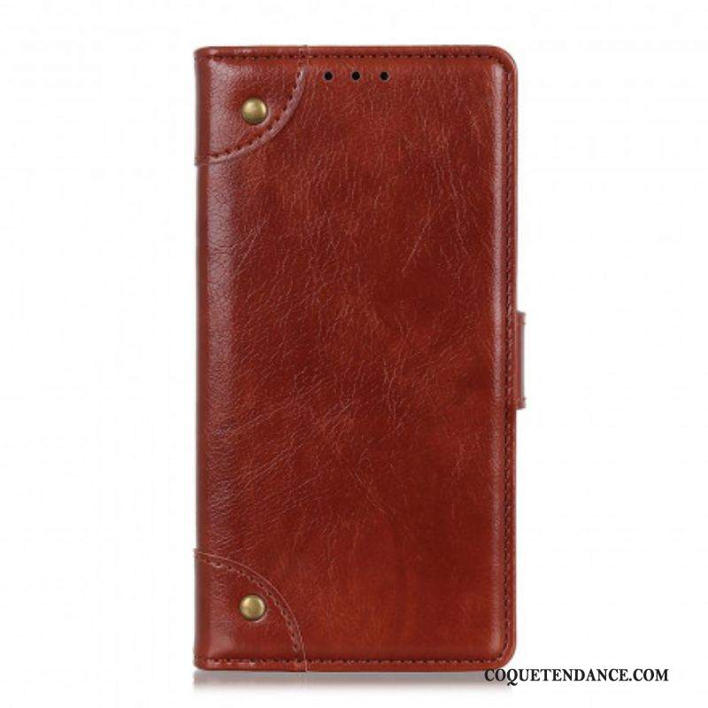 Housse Xiaomi Redmi Note 10 Pro Style Cuir Nappa Rivets Vintage