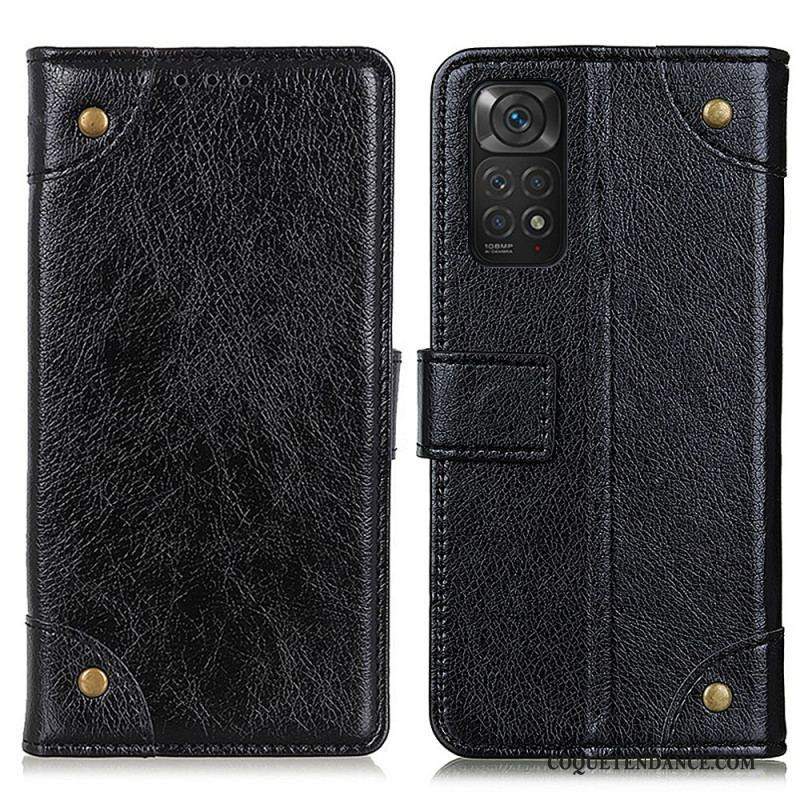 Housse Xiaomi Redmi Note 11 / 11s Style Cuir Nappa Rivets Vintage