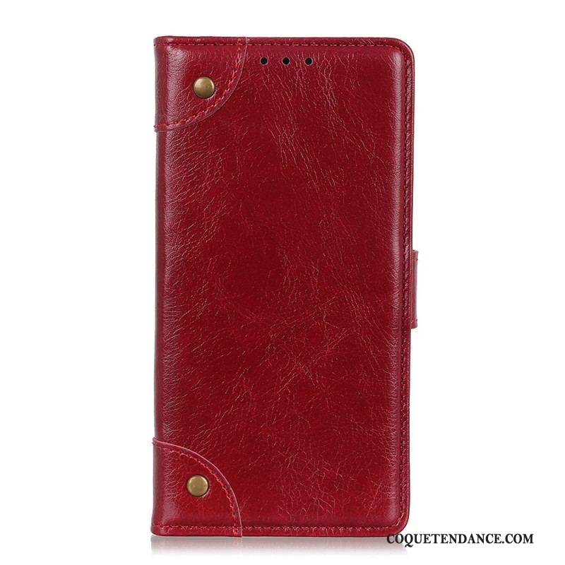 Housse Xiaomi Redmi Note 11 / 11s Style Cuir Nappa Rivets Vintage