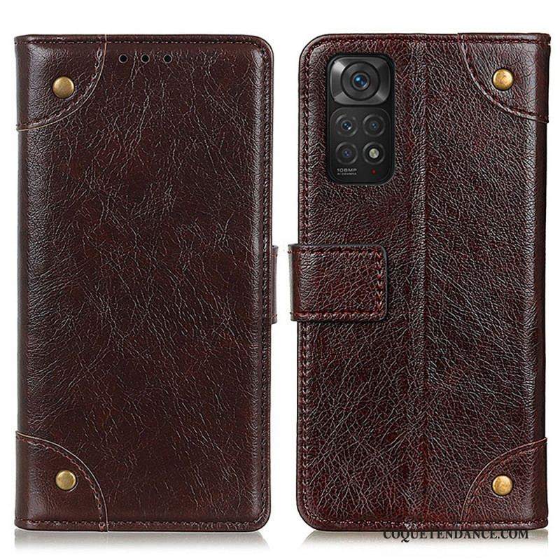 Housse Xiaomi Redmi Note 11 / 11s Style Cuir Nappa Rivets Vintage