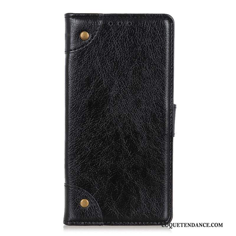 Housse Xiaomi Redmi Note 11 Pro / Note 11 Pro 5G Style Cuir Nappa Rivets Vintage