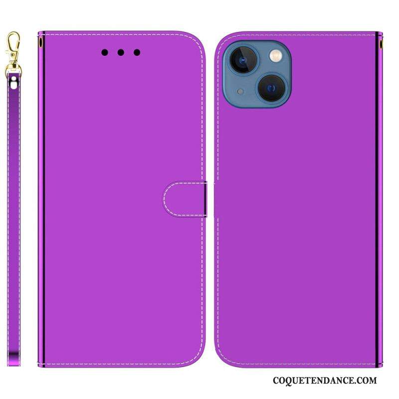 Housse iPhone 14 Plus Simili Cuir Couverture Miroir