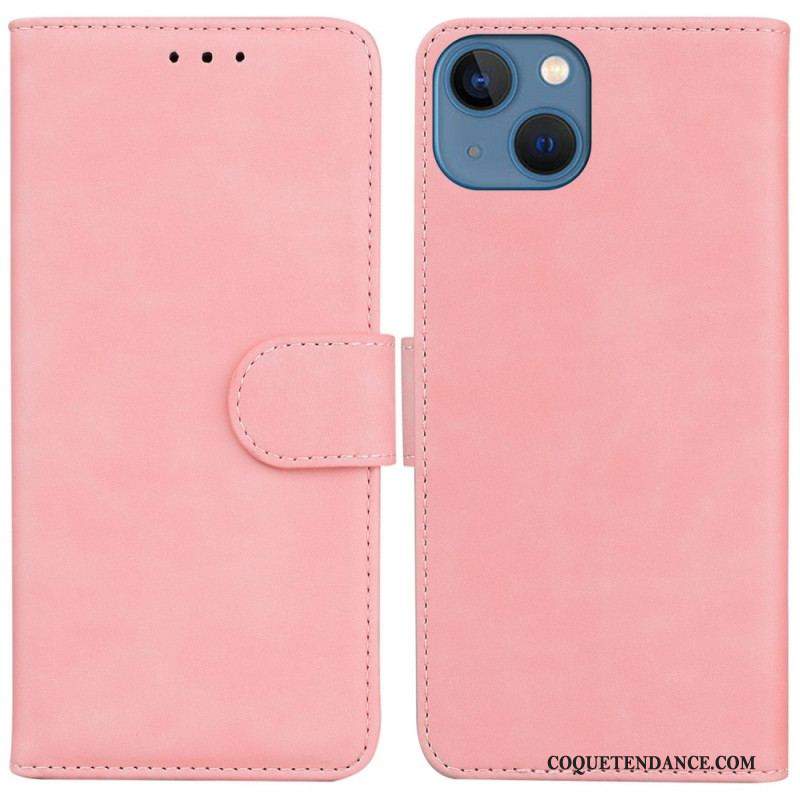 Housse iPhone 14 Plus Style Cuir Couture