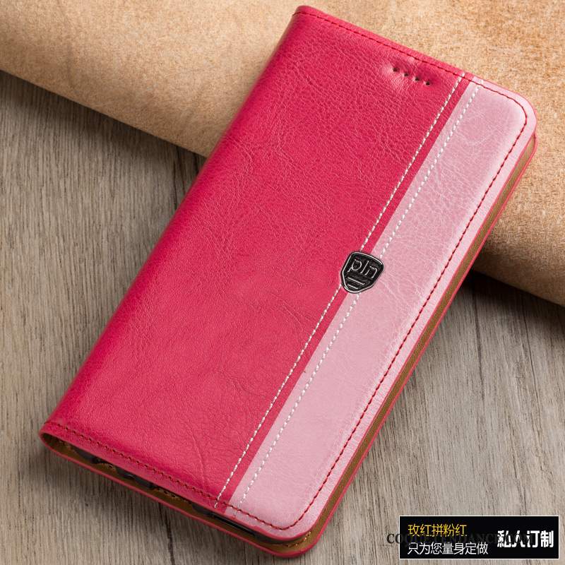 Htc Desire 530 Coque Cuir Véritable Étui Rouge Housse Incassable