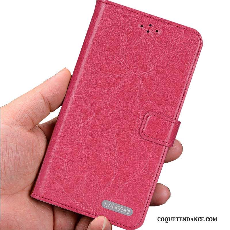 Htc Desire 825 Coque Cuir Véritable Vin Rouge Étui En Cuir Silicone Clamshell