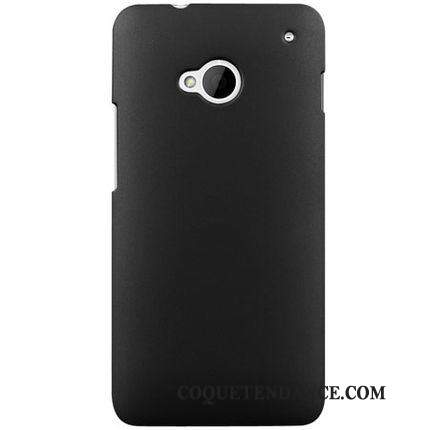 Htc One M7 Coque Noir Délavé En Daim De Téléphone Difficile Couleur