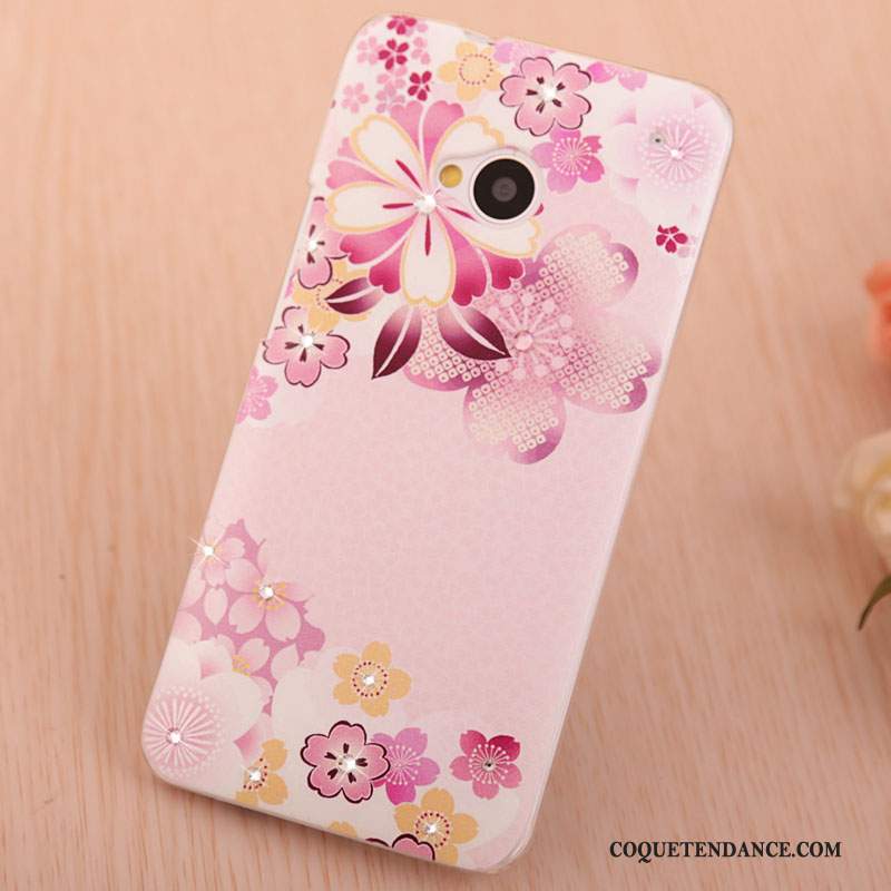 Htc One M7 Coque Étui Peinture De Téléphone Rose Élégant