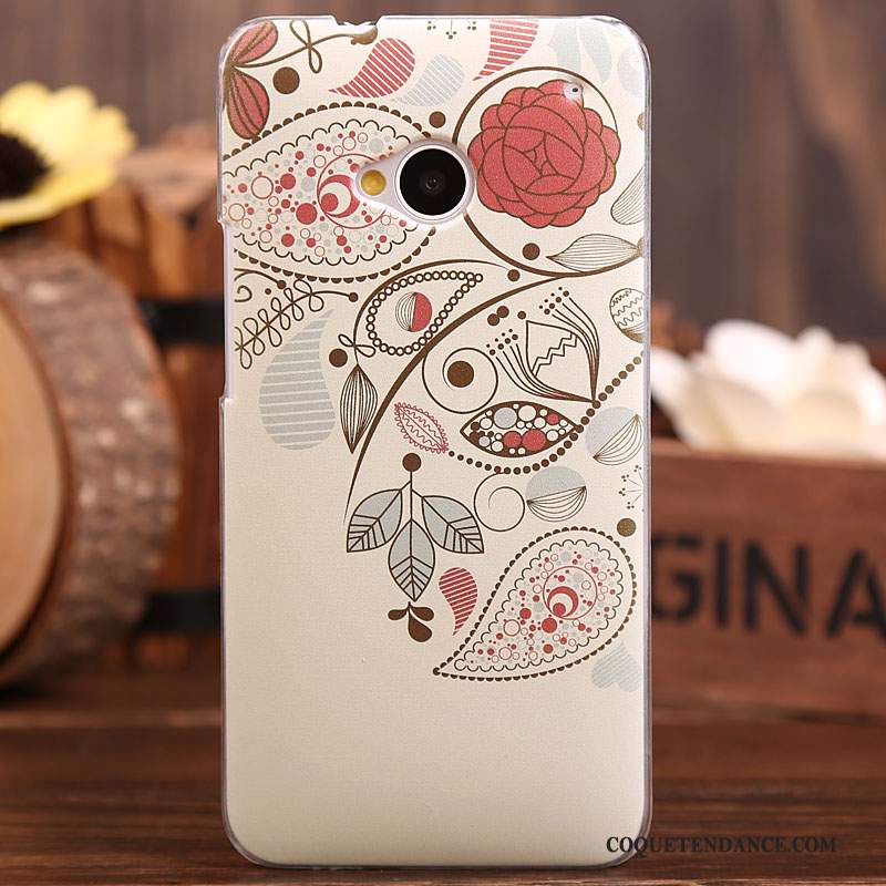 Htc One M7 Coque Étui Rose Peinture Authentique