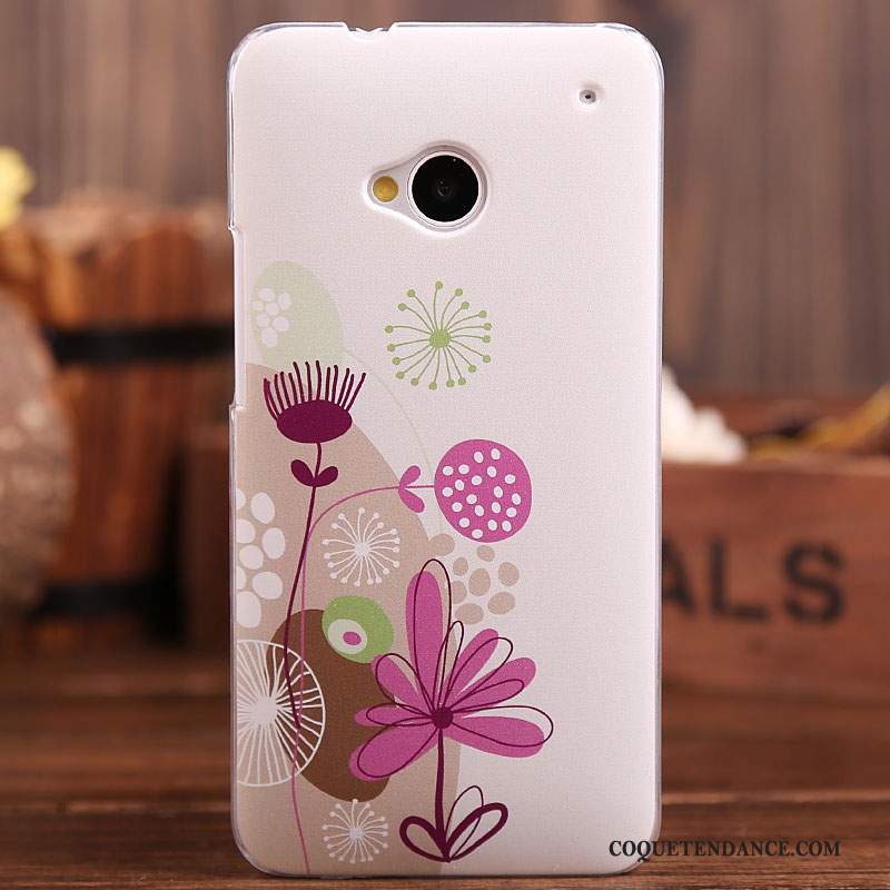 Htc One M7 Coque Étui Rose Peinture Authentique