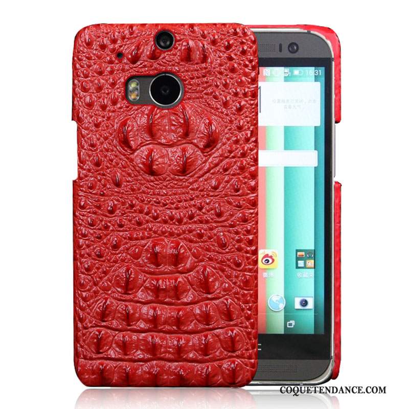 Htc One M8 Coque Incassable Rouge Étui En Cuir De Téléphone Protection