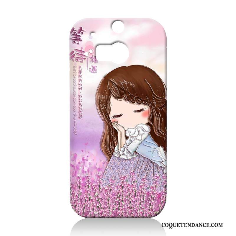 Htc One M8 Coque Protection Violet Dessin Animé Tendance