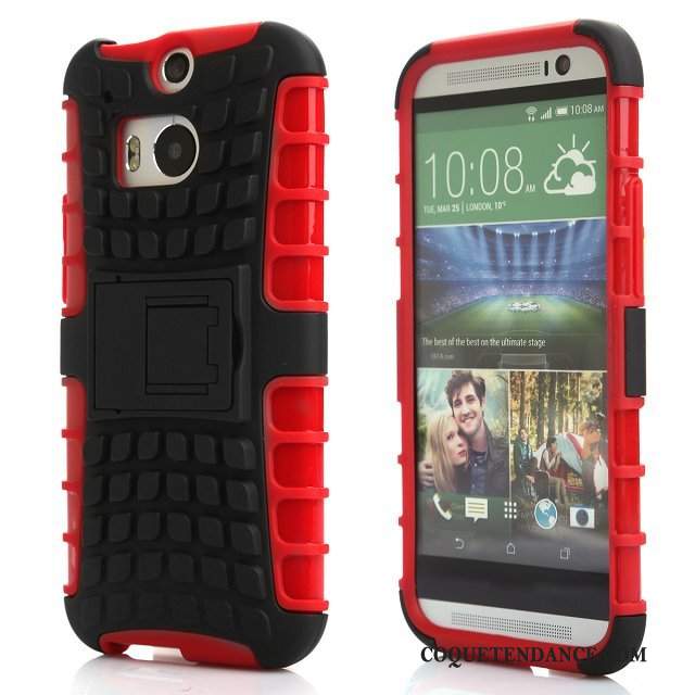 Htc One M8 Coque Support Incassable Rouge Protection