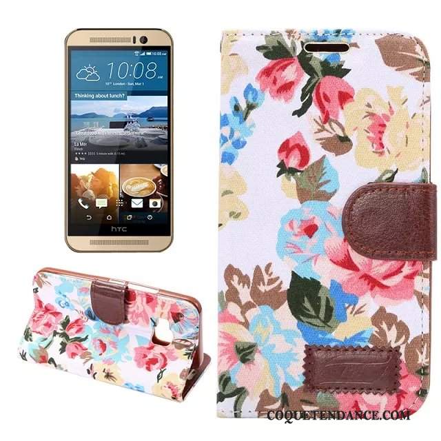 Htc One M9 Coque De Téléphone Carte Étui En Cuir Protection Multicolore