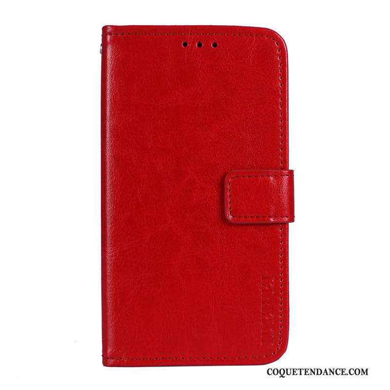 Htc U Play Coque Étui En Cuir Rouge Carte Portefeuille De Téléphone