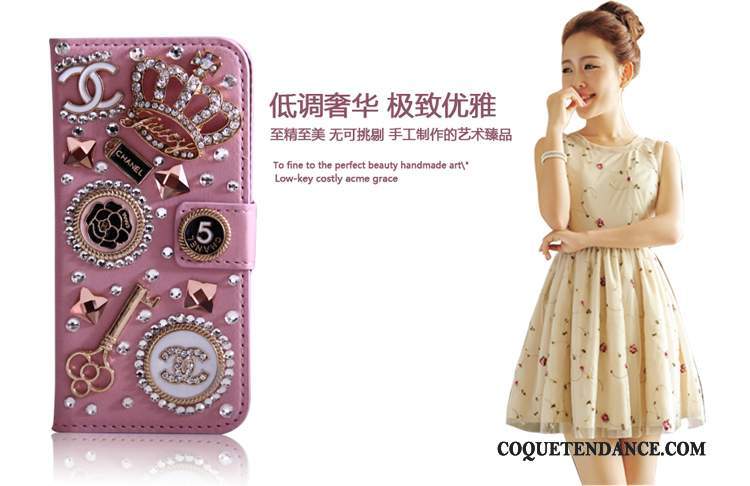 Huawei Ascend G6 Coque Étui En Cuir Strass Or Protection