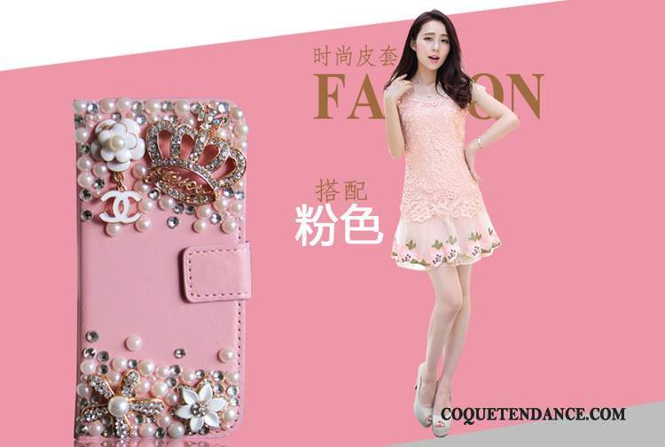 Huawei Ascend G6 Coque Étui En Cuir Strass Or Protection