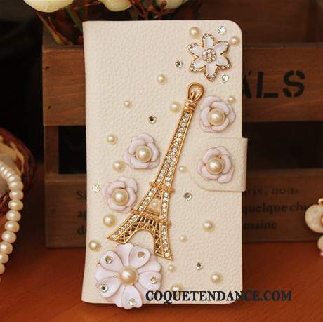 Huawei Ascend G6 Coque Étui En Cuir Strass Or Protection