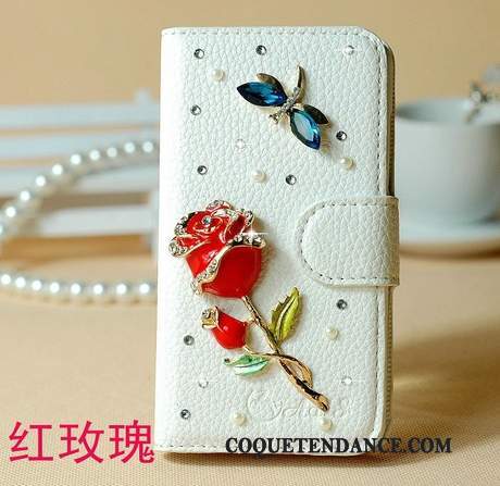 Huawei Ascend G6 Coque Étui En Cuir Strass Or Protection