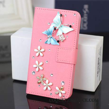 Huawei Ascend G6 Coque Étui En Cuir Strass Or Protection