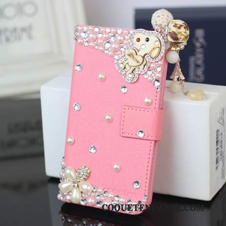 Huawei Ascend G6 Coque Étui En Cuir Strass Or Protection