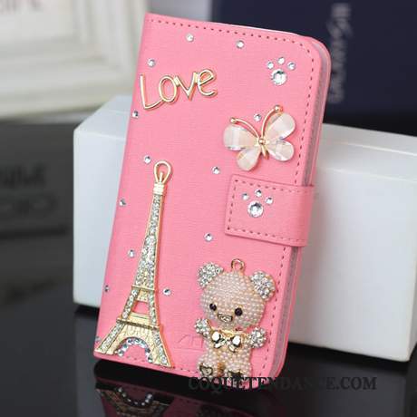 Huawei Ascend G6 Coque Étui En Cuir Strass Or Protection