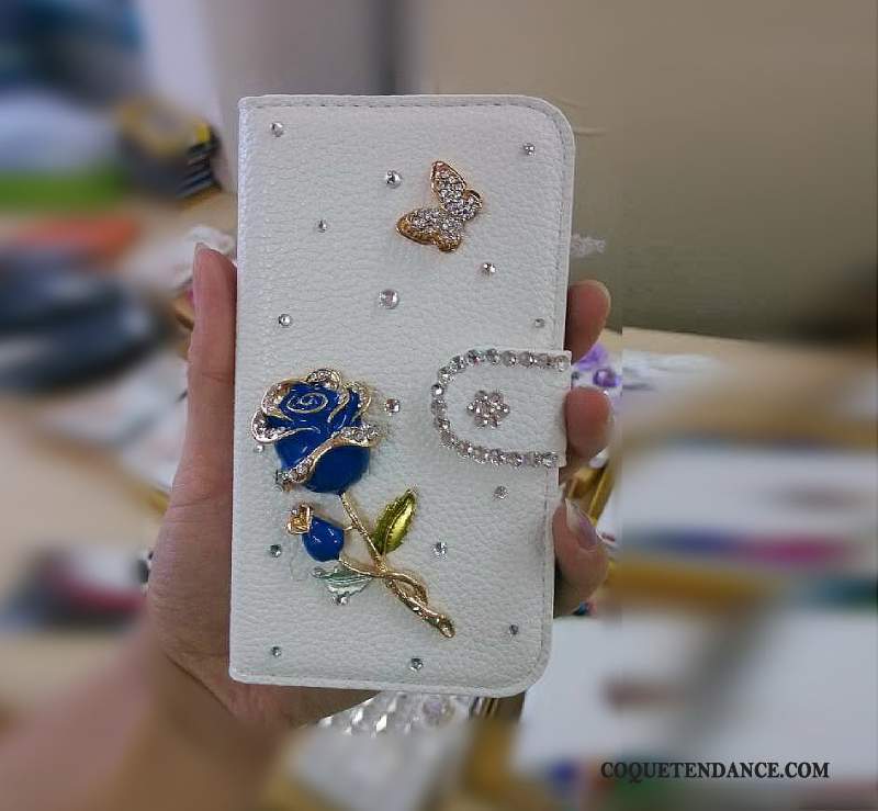 Huawei Ascend G6 Coque Étui En Cuir Strass Or Protection