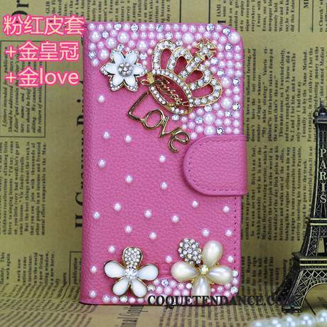 Huawei Ascend G6 Coque Étui En Cuir Strass Or Protection