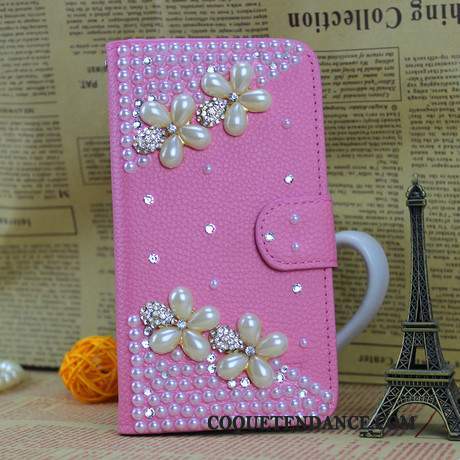 Huawei Ascend G6 Coque Étui En Cuir Strass Or Protection