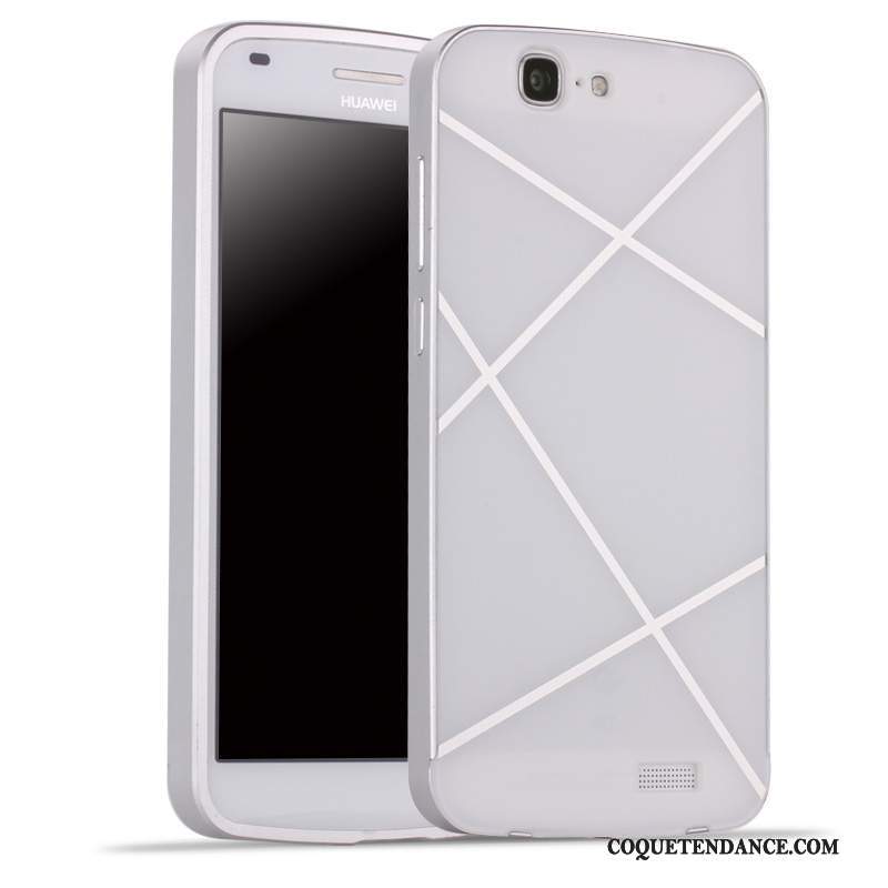 Huawei Ascend G7 Coque Argent Border Étui Difficile Couvercle Arrière