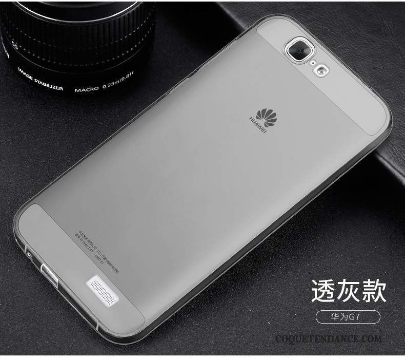 Huawei Ascend G7 Coque Étui Transparent Rose Silicone De Téléphone