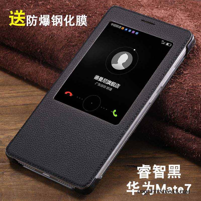 Huawei Ascend Mate 7 Coque Housse De Téléphone Incassable Protection Cuir Véritable